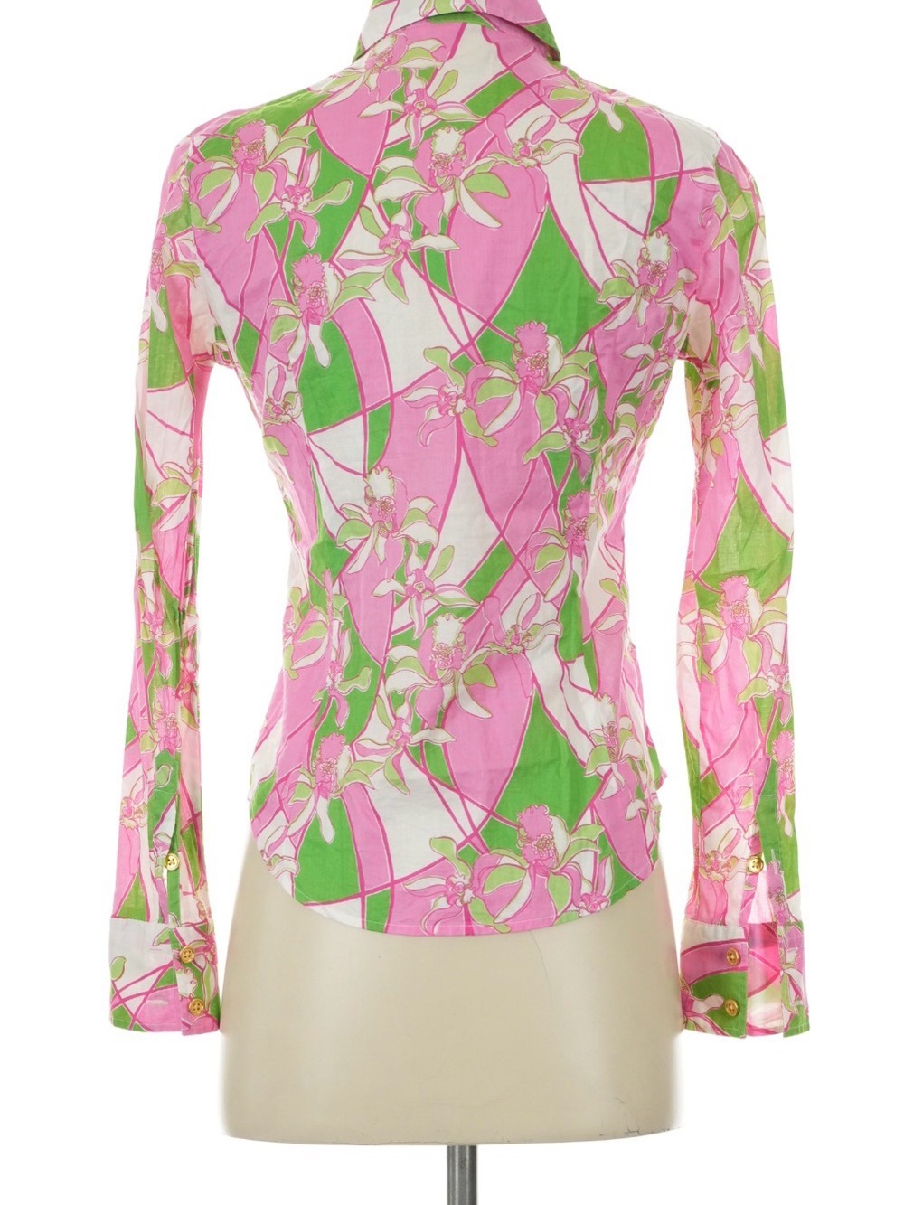 Lilly Pulitzer Pink, Green & White Floral Button-Down Shirt